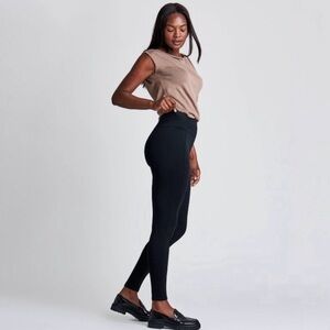 Assets By Spanx Ponte Knit Pleated Shapewear Leggings Women 1X Black